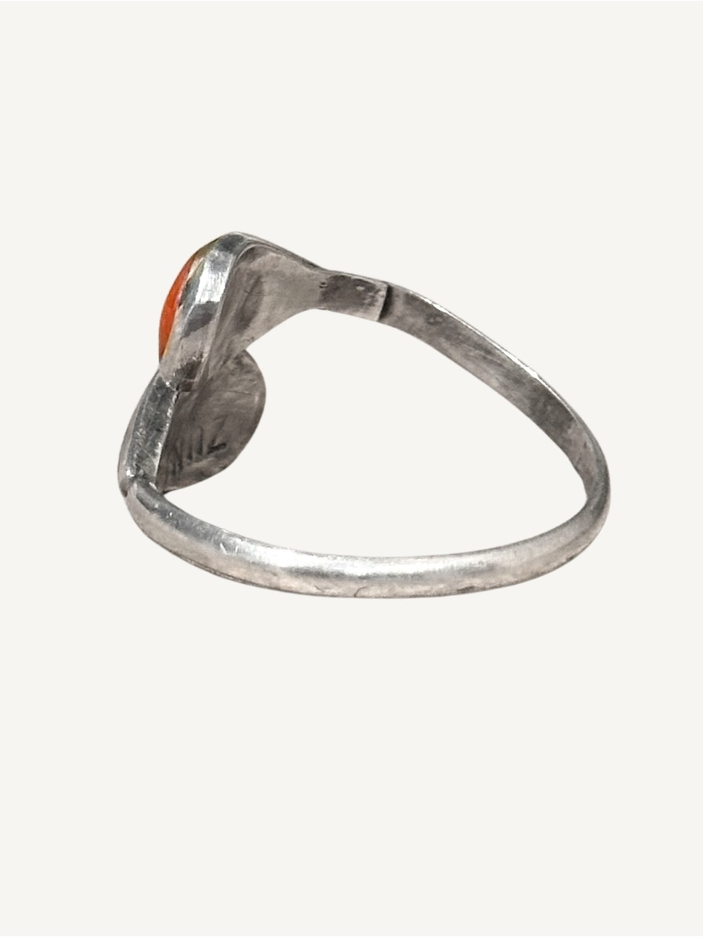 Signed Zuni Sterling Turquoise Coral MOP Onyx Size 6.5 Vintage Bypass Ring - Picture 7 of 10